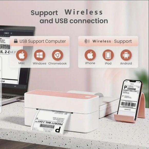 Omezizy Bluetooth Thermal Label Printer - New In box - Pink / White - Picture 4 of 9